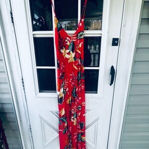 Old Navy Red Floral Maxi Dress